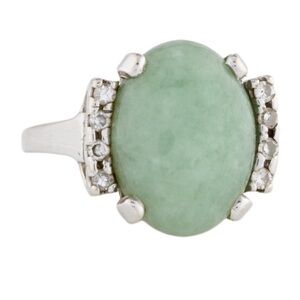 14K 8.17 ct Jadeite & Diamond Ring size 6